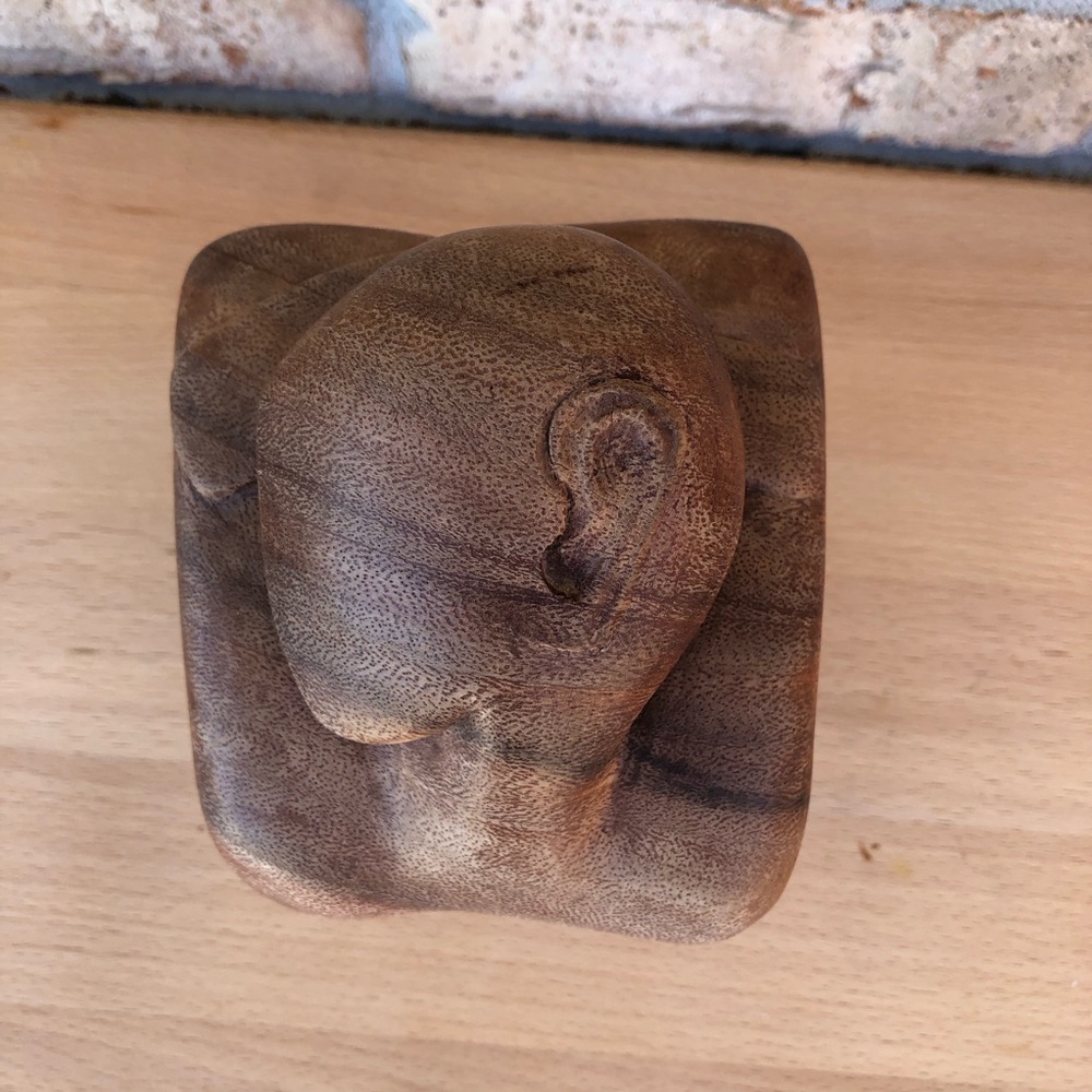 Vintage‎ Brown Resting Man Abstract Rustic Hand Carved Wooden Sculpture Art - Picture 7 of 10
